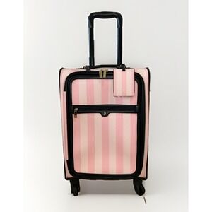 Victoria's Secret Carry-on Wheelie Luggage Suitcase VS,Pink Iconic Stripes NWT